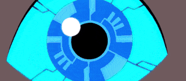 a close up of a person 's eye with a clock in the background