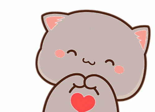 a cartoon cat making a heart shape with its paws