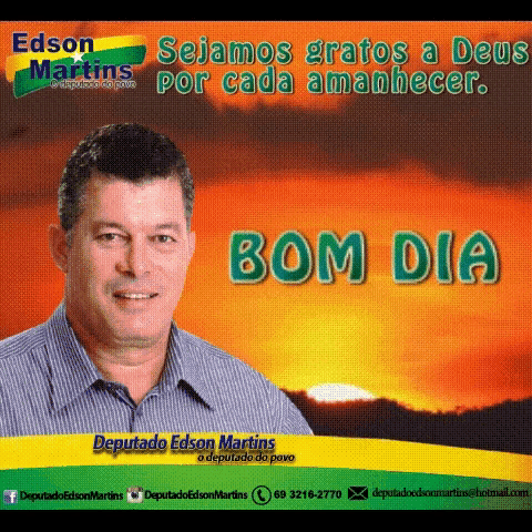 a poster for edson martins with a sunset background