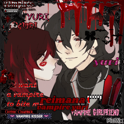 a picture of a vampire kissing another vampire