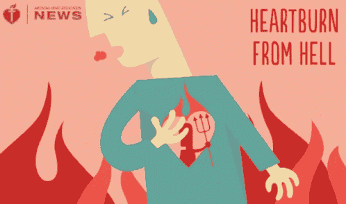 a poster for the american heart association shows a man with a heartburn