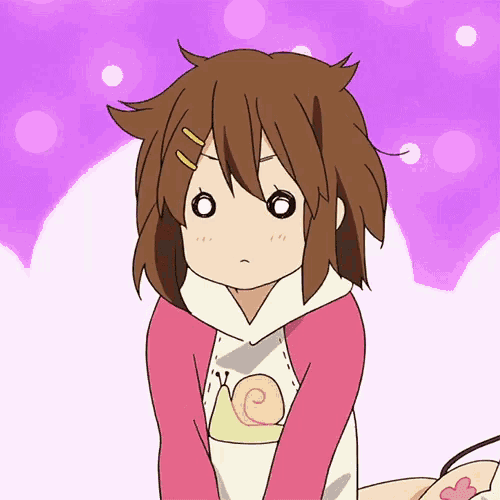 a cartoon girl with a snail on her shirt making a funny face