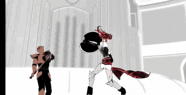 a pixel art of a man and a woman fighting