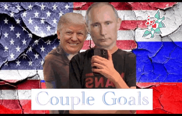 a couple goals poster with donald trump and vladimir putin on it