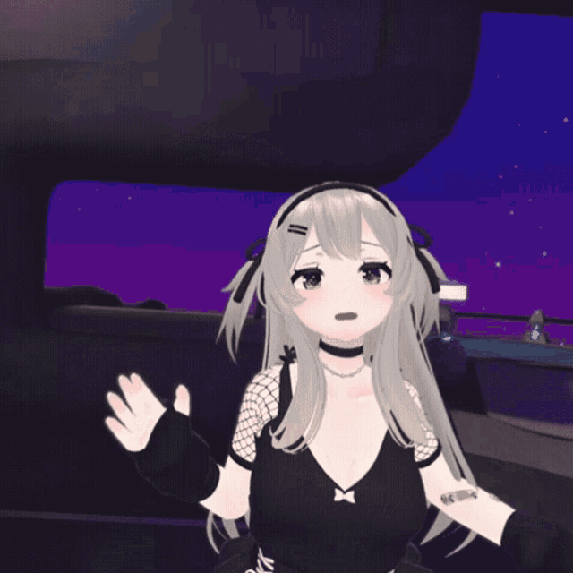 a 3d anime girl is giving a high five with her hand .