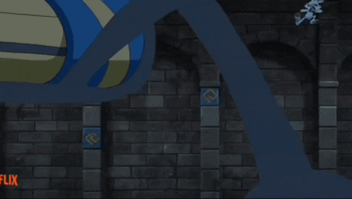 a cartoon rabbit is standing in front of a brick wall with a netflix logo on the bottom right