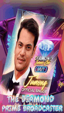 a poster for the diamond prime broadcaster with a man in a tuxedo
