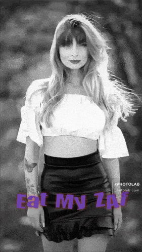 a black and white photo of a woman with the words " eat my lip " below her