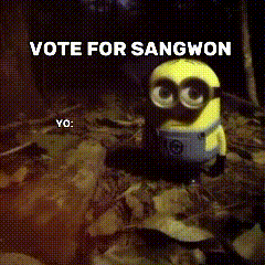 a picture of a minion with the words vote for sangwon written above it