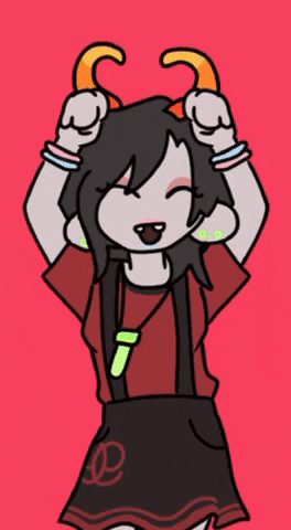 a cartoon drawing of a girl with horns and a necklace