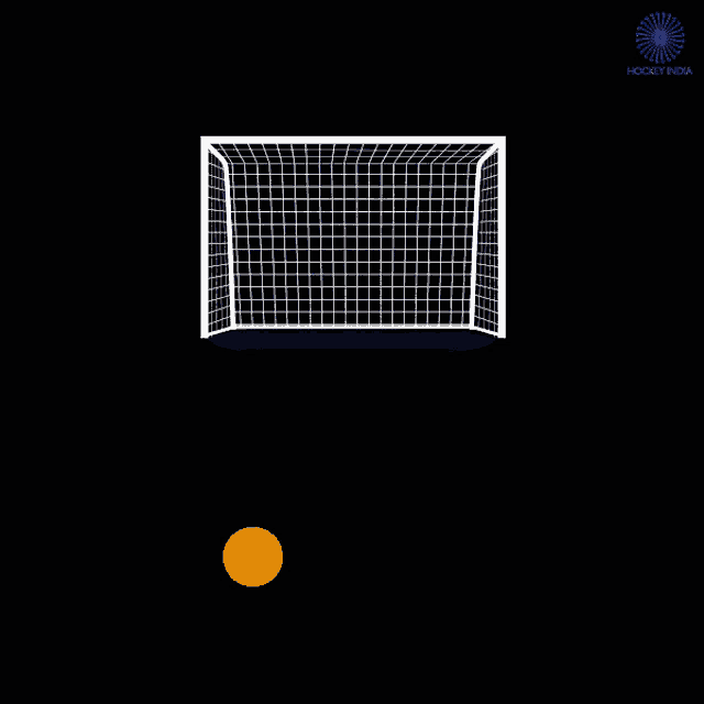 a soccer goal with the word goal in blue letters