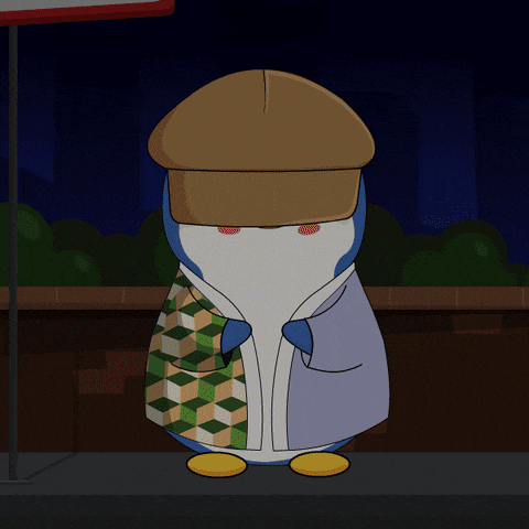 a cartoon penguin wearing a hat and a coat