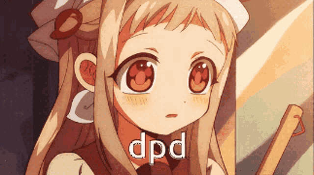 a close up of a girl 's face with the word dpd on it