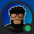 a cartoon character with a beard and glasses is in a circle .