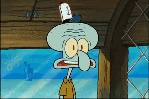 squidward from spongebob squarepants wearing a hat with an anchor on it