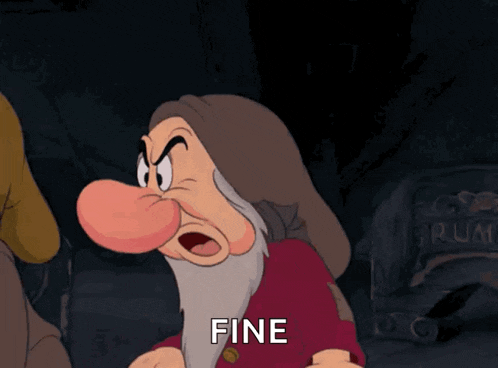 a grumpy dwarf from snow white and the seven dwarfs