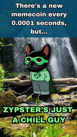 zypster 's just a chill guy poster with a dog in a green cape