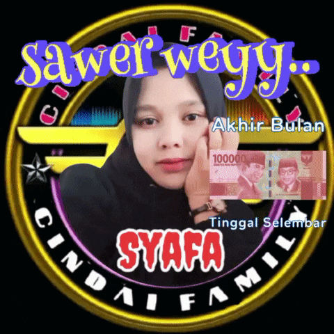 a picture of a woman in a circle with the words sawer wegy cindai family syafa