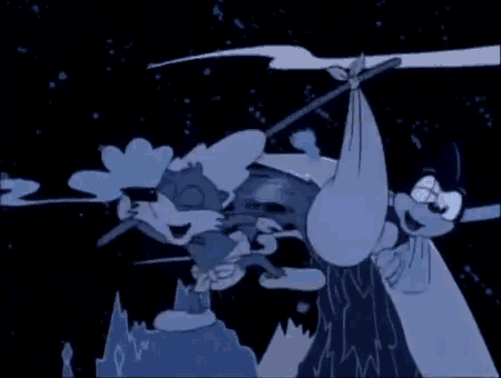 a cartoon cat with wings is flying through the air in a cartoon .