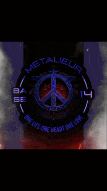 a peace sign with the words metaleur ba se one life one heart one love on it