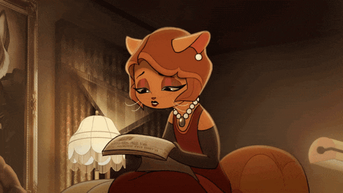 a cartoon drawing of a woman reading a book titled " i love you madame "