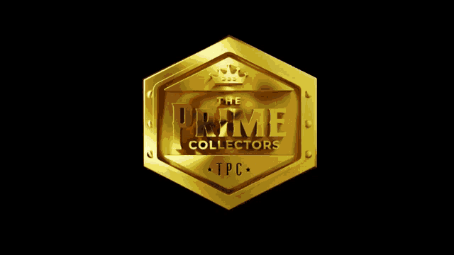 a gold badge with the words the prime collectors on it
