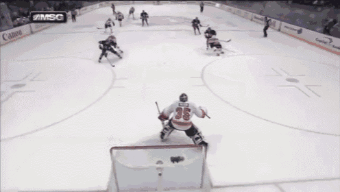 a hockey game is being played on a msg channel