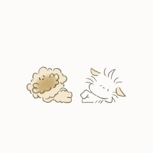 a drawing of a cat and a sheep with the letters uh on the bottom