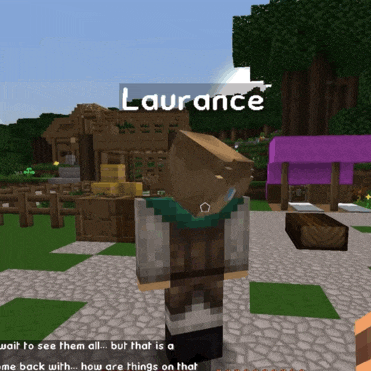 a minecraft character named laurence is standing in front of a house