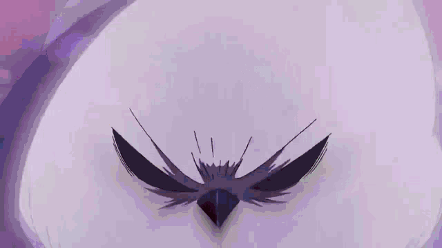 a close up of a cartoon character 's face with a purple background