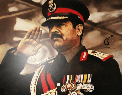 a man in a military uniform salutes in front of a snake