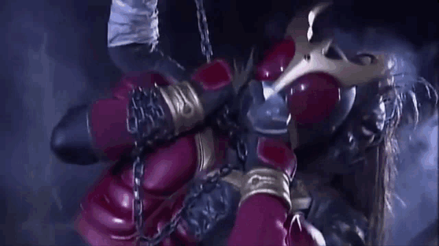 a person in a superhero costume is chained to a wall with the words aaa written in white