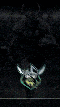 a viking holding a rugby ball in his hand