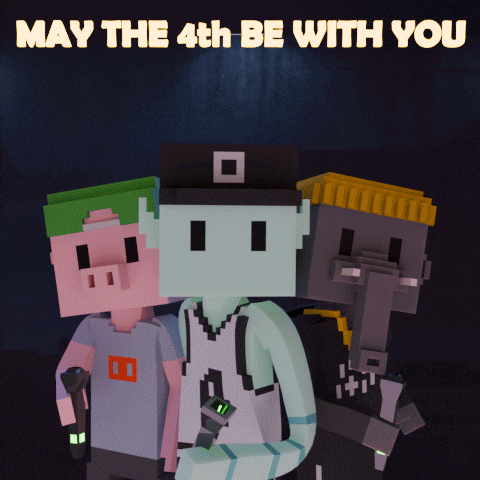 a poster that says may the 4th be with you with three cartoon characters