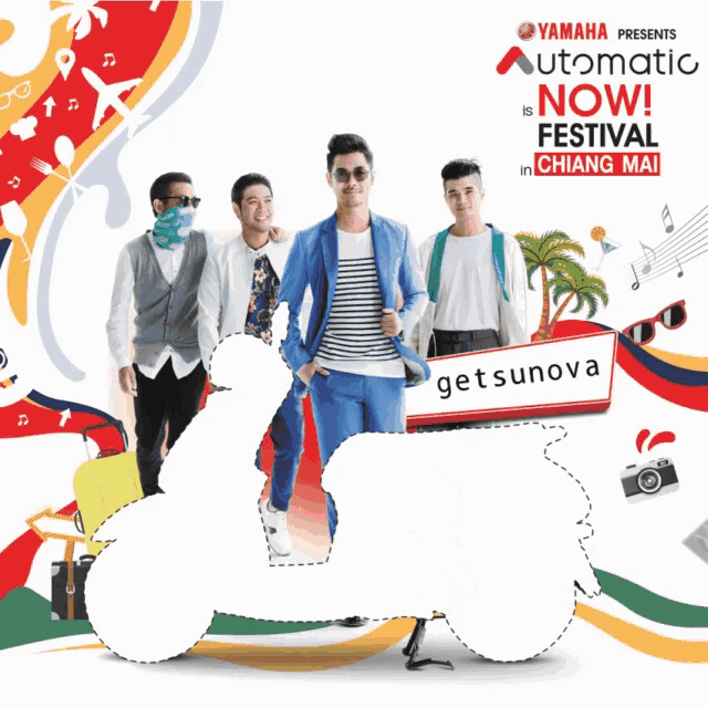 a poster for yamaha 's automatic now festival in chiang mai