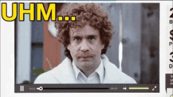 a video of a man with curly hair and the words uhm on the top