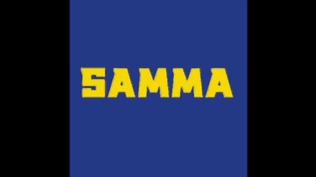 a blue background with the word samma in yellow