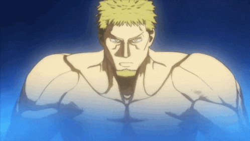 a drawing of a man with a beard without a shirt on