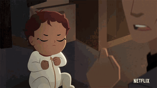 a cartoon of a baby with the word netflix on the bottom right