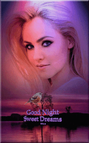 a picture of a woman with the words " good night sweet dreams " on it