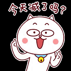 a cartoon cat with its tongue hanging out and a bell around its neck is making a funny face .