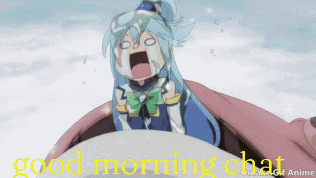 a picture of a girl with the words good morning chat