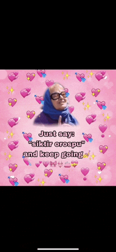 a picture of a man with glasses and a scarf on a pink background with hearts