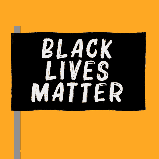 a black sign that says " black lives matter " on it