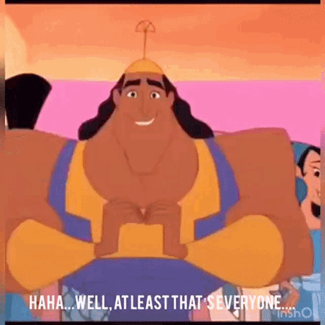 a cartoon character from the emperor 's new groove is smiling and sitting in a lotus position .