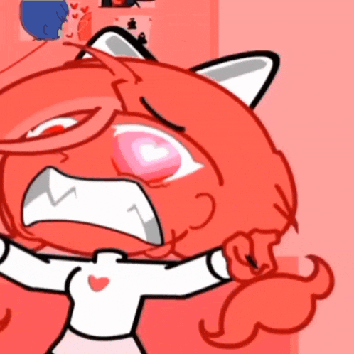 a close up of a cartoon character with a heart on her shirt