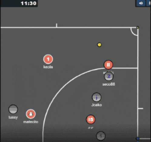 a screenshot of a soccer game with the time 11:34