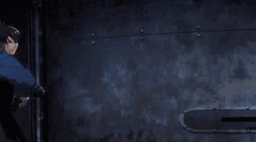 a man in a cape is flying through the air with a sword .