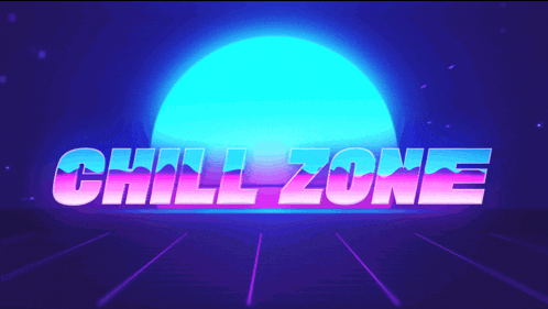 the word chill zone is displayed in front of a blue sun