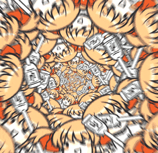 a drawing of a kaleidoscope with a few letters that say ' a ' on it